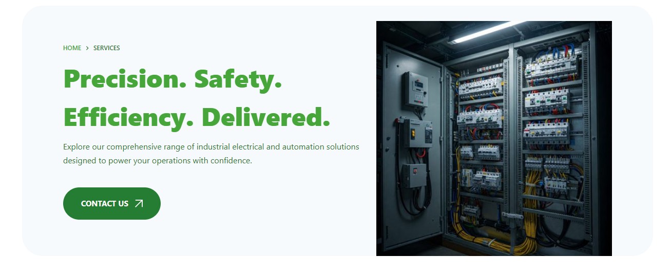 Business website portfolio image – Electrical panel manufacturing website design by Digital Sai